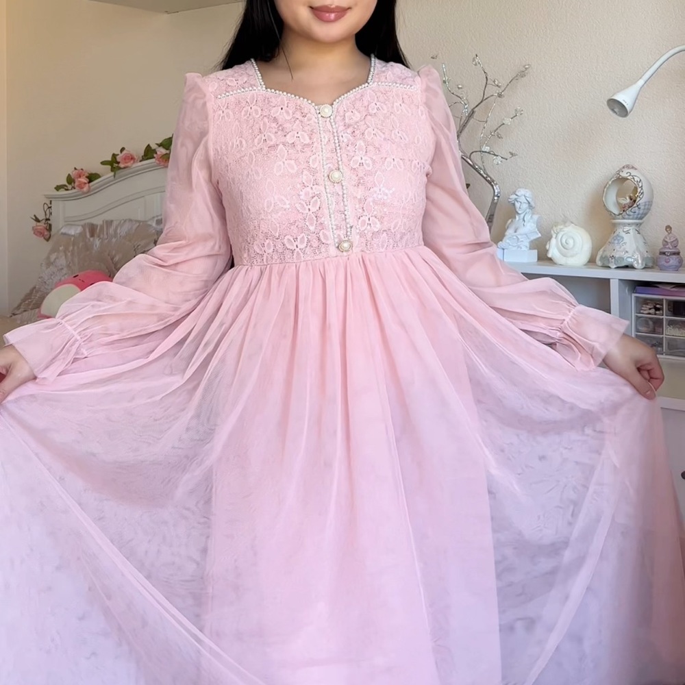 Vintage Pink Flowy Dress